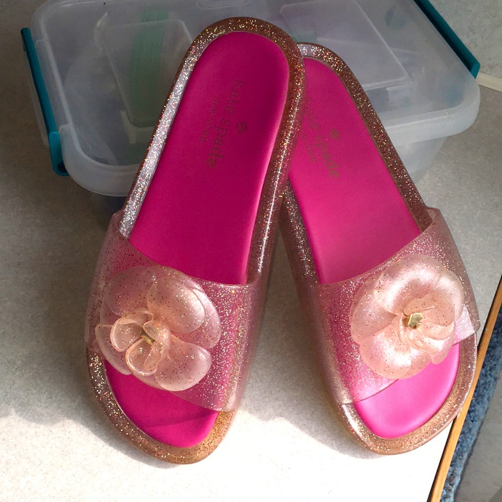 Kate Spade jelly sparkle rose gold sandals…